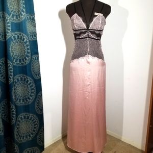 Victoria's Secret Lingerie Nightie Slip Dress Black Pink Size Small poly nylon